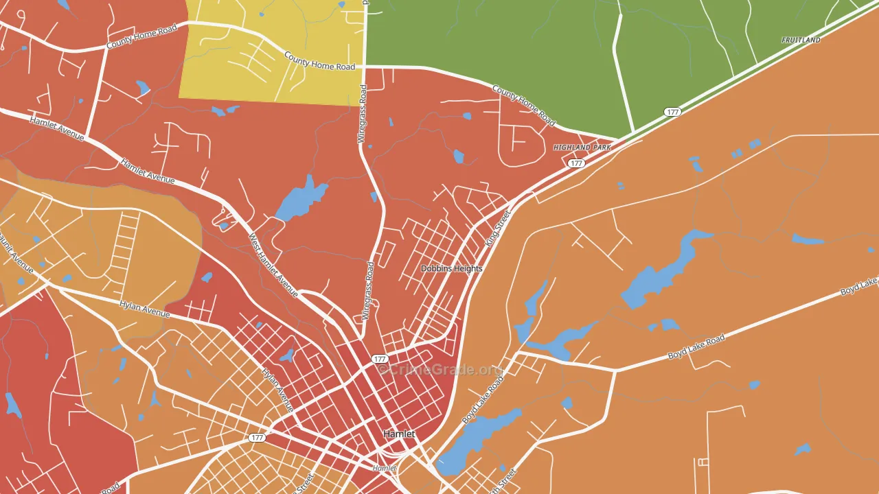 Dobbins Heights, NC Map of Vandalism Rates