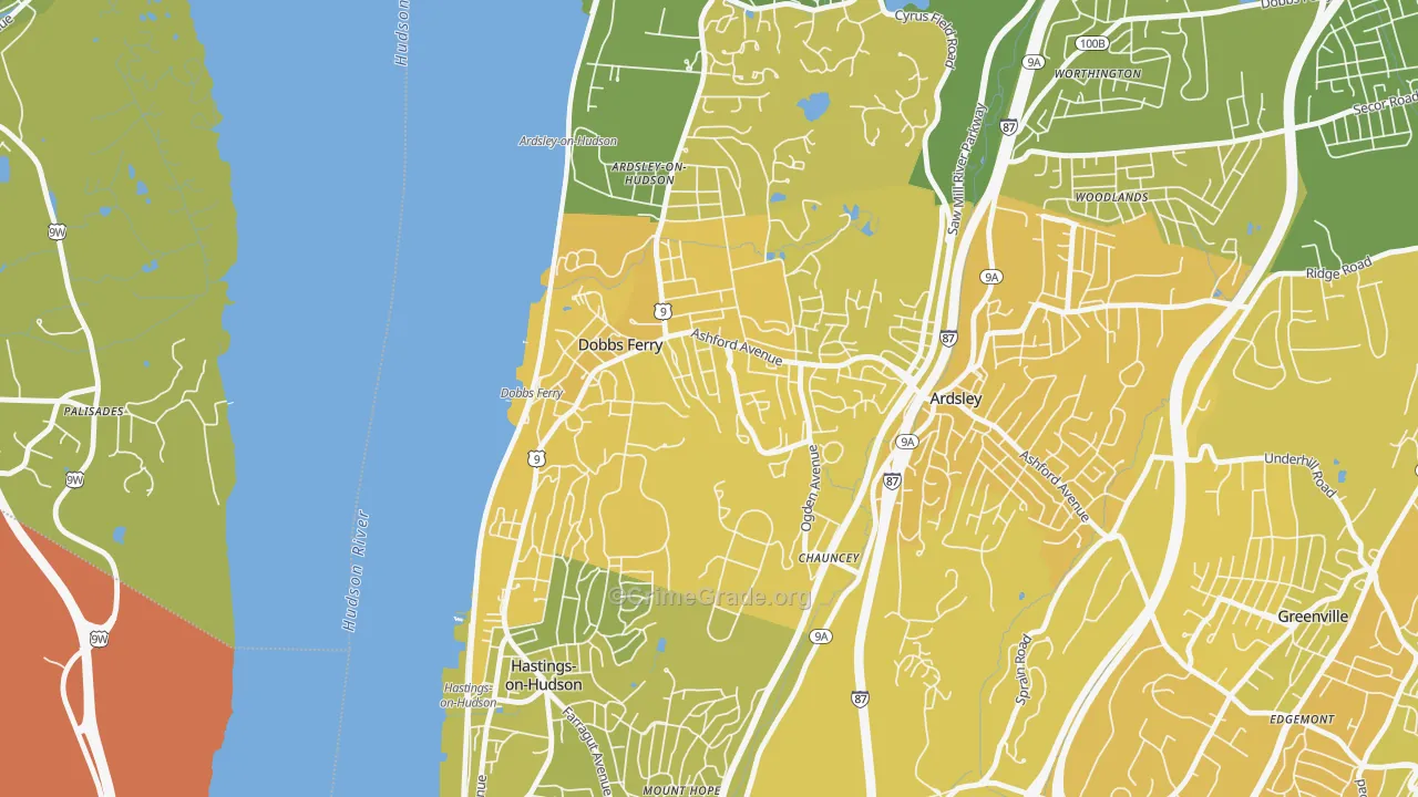 Dobbs Ferry, NY Map of Vandalism Rates
