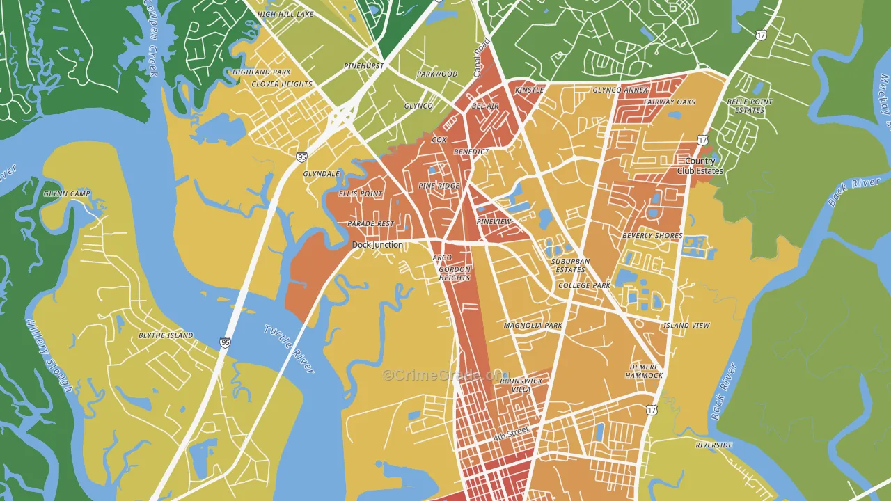 Dock Junction, GA Map of Vandalism Rates