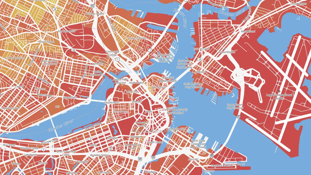 Dock Square, Boston, MA Map of Vandalism Rates