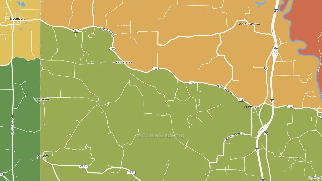 Doddridge, AR Map of Vandalism Rates