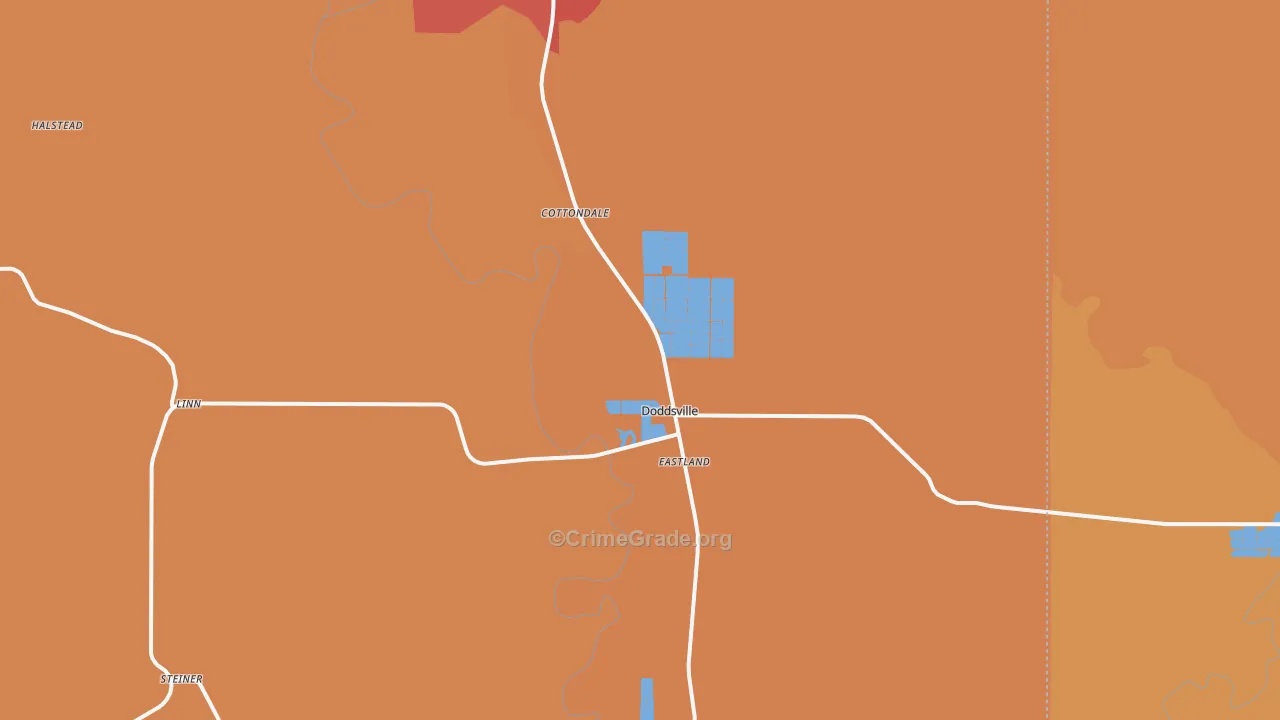 Doddsville, MS Map of Vandalism Rates