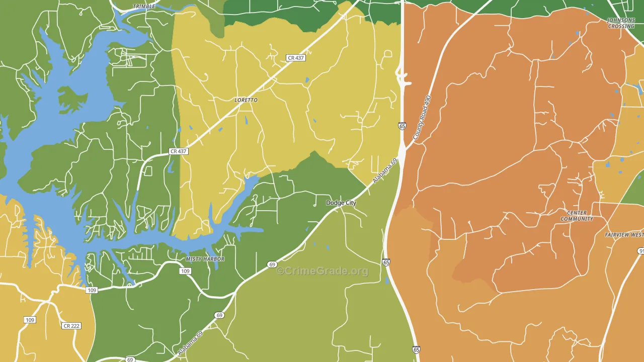 Dodge City, AL Map of Vandalism Rates
