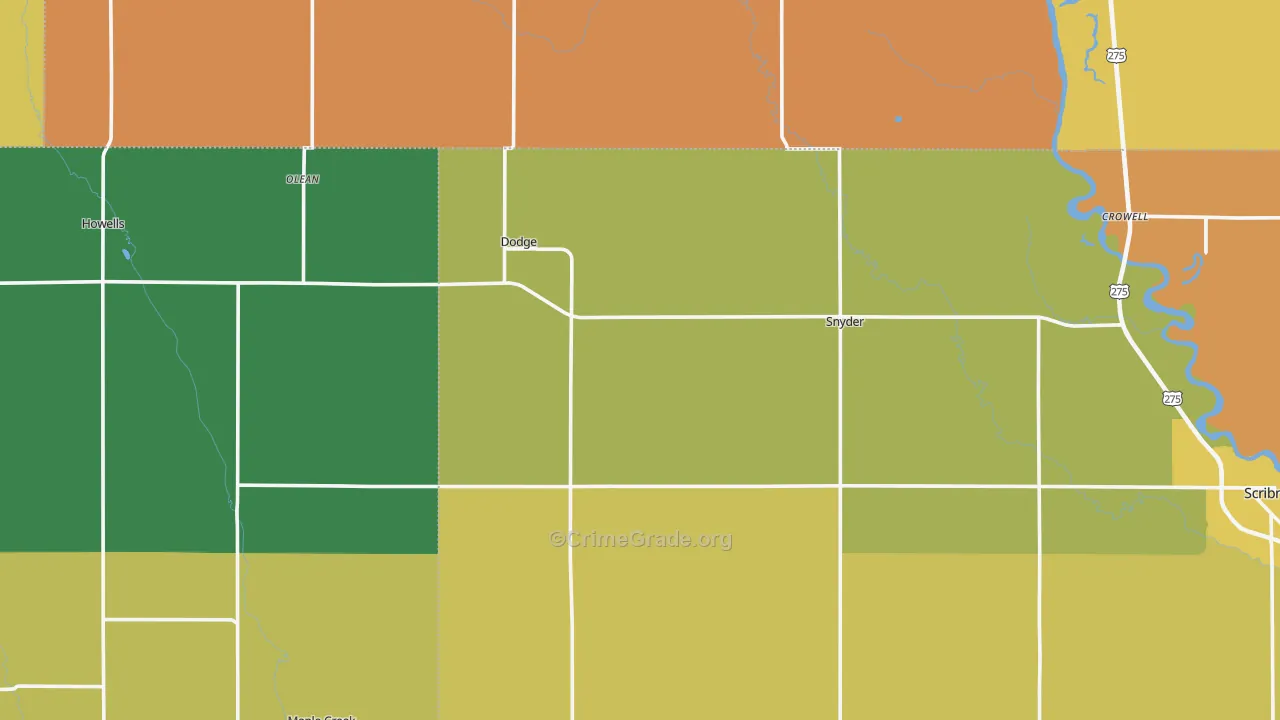 Dodge, NE Map of Vandalism Rates