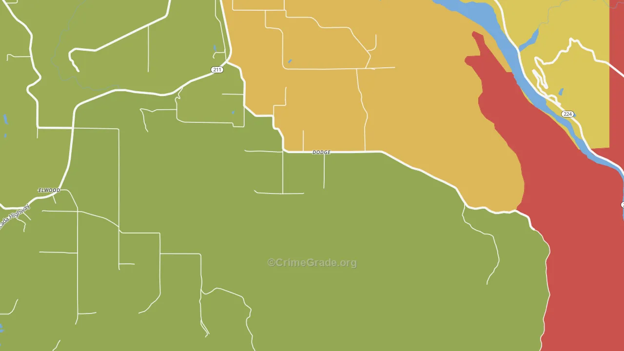 Dodge, OR Map of Vandalism Rates