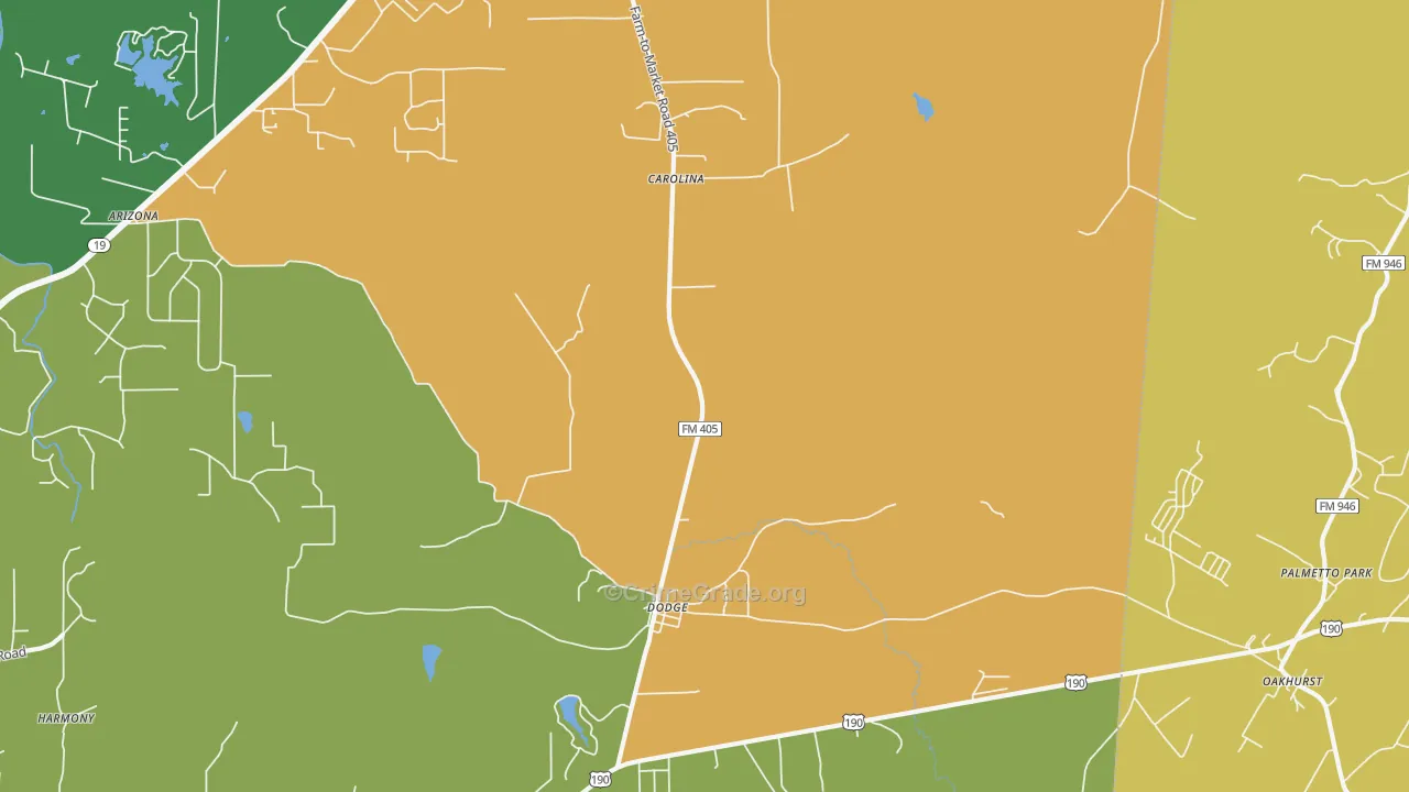 Dodge, TX Map of Vandalism Rates