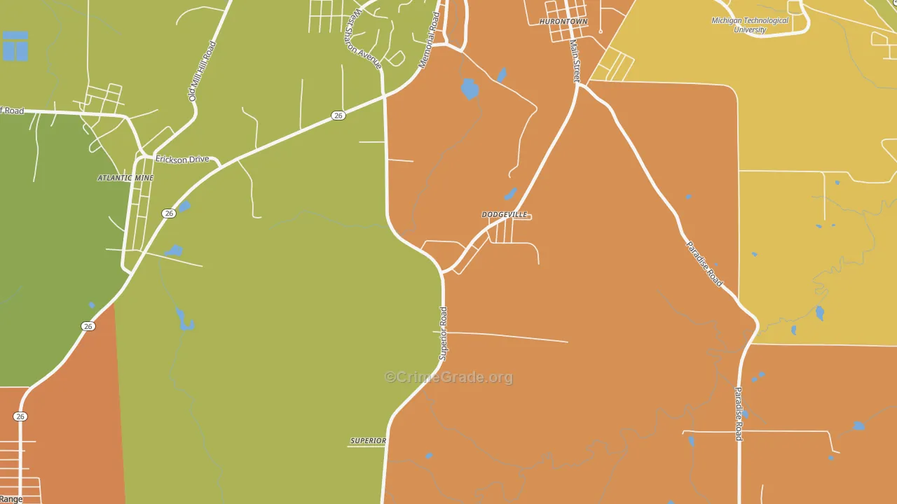 Dodgeville, MI Map of Vandalism Rates