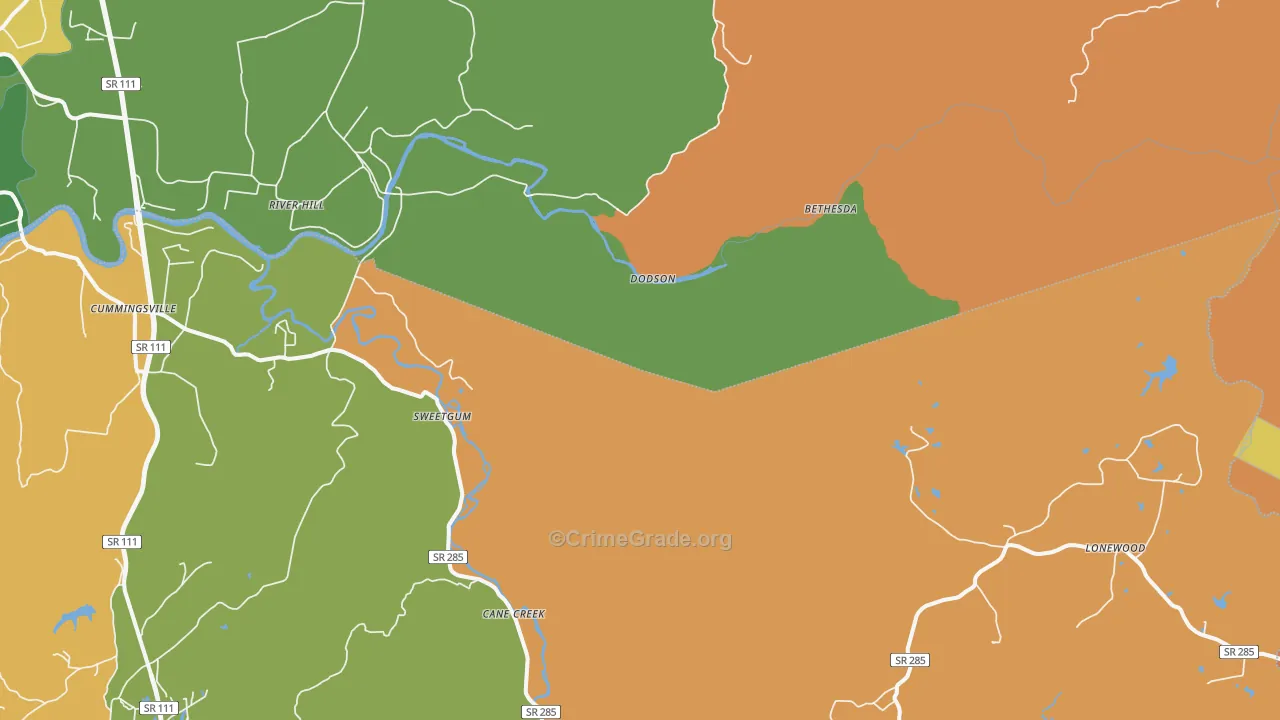 Dodson, TN Map of Vandalism Rates