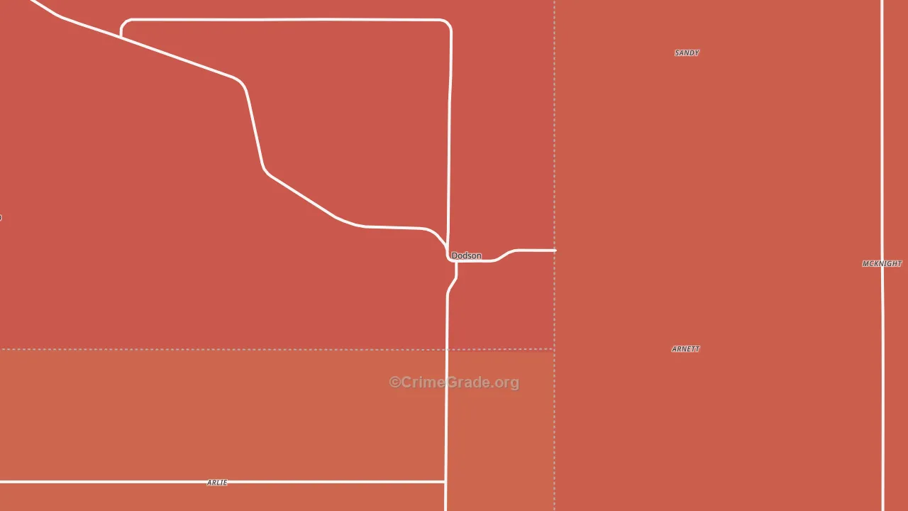 Dodson, TX Map of Vandalism Rates