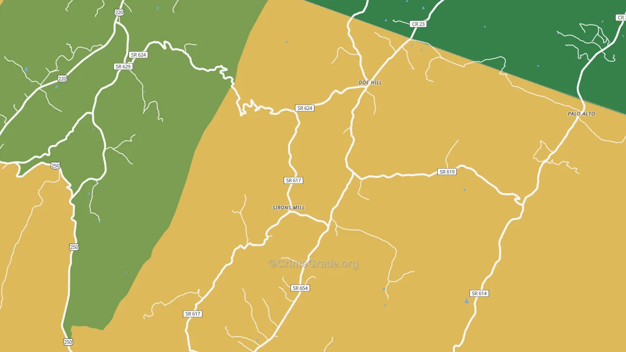 Doe Hill, VA Map of Vandalism Rates