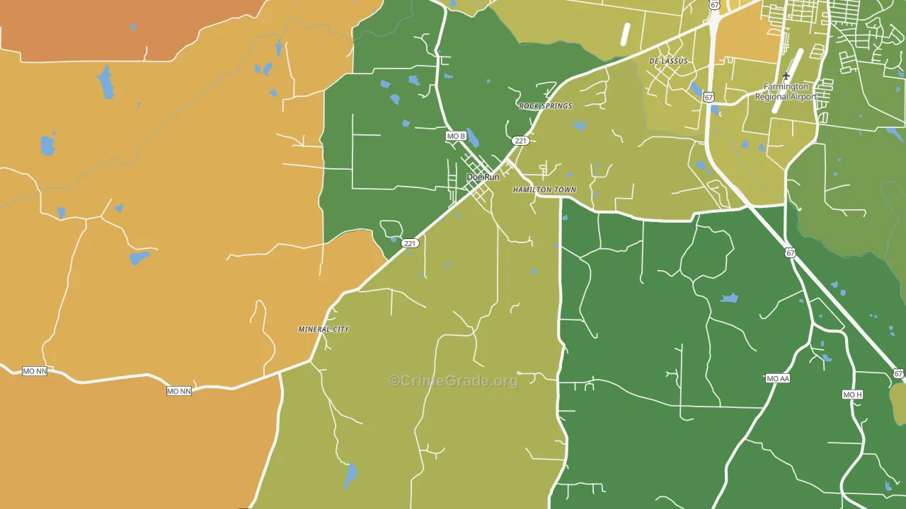 Doe Run, MO Map of Vandalism Rates