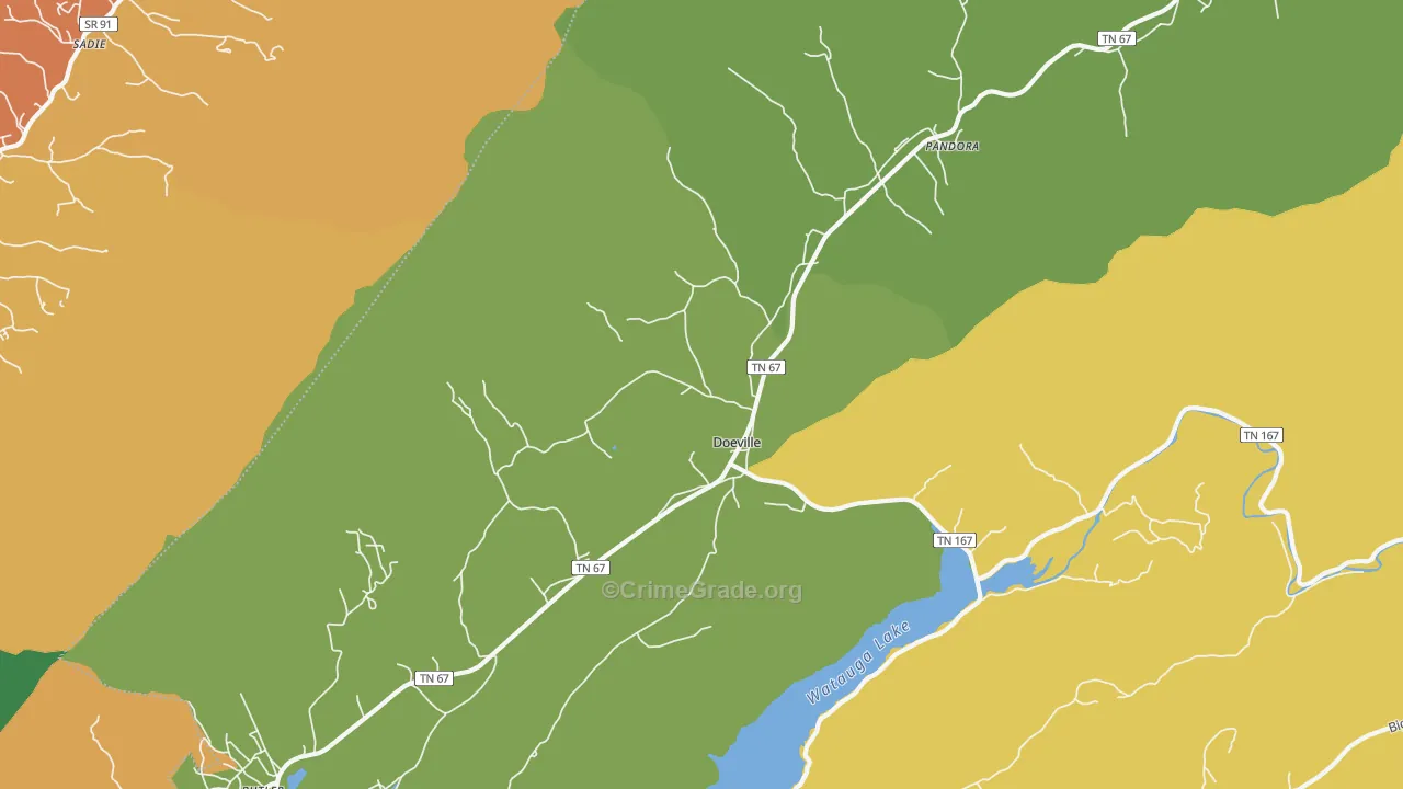 Doeville, TN Map of Vandalism Rates