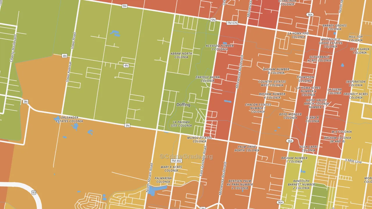 Doffing, Mission, TX Map of Vandalism Rates
