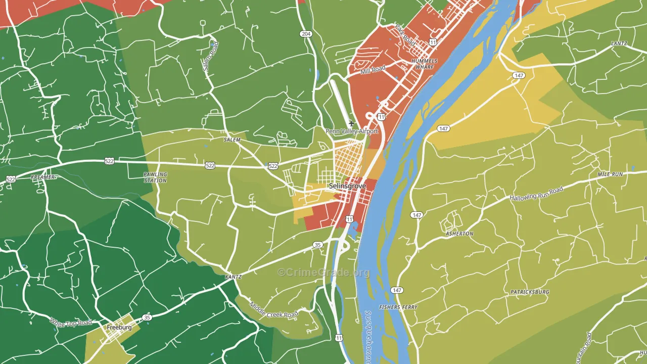 Dogtown, Selinsgrove, PA Map of Vandalism Rates