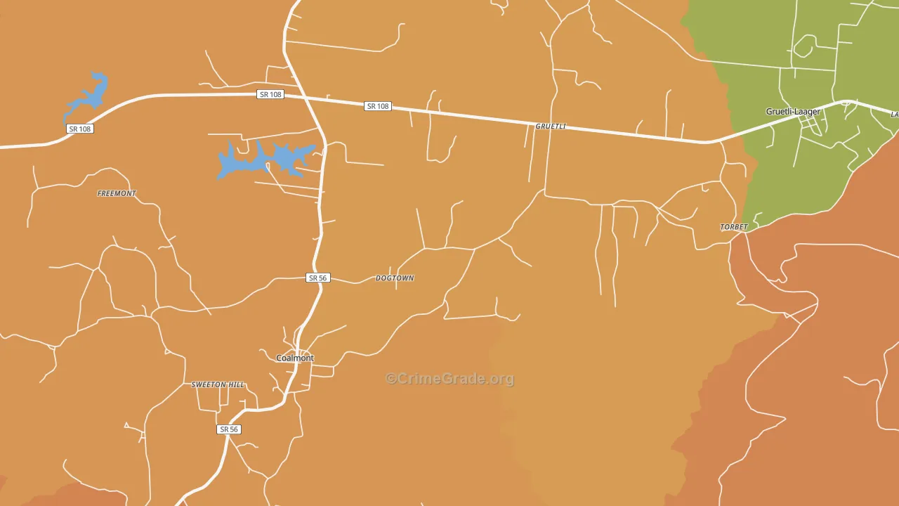 Dogtown, TN Map of Vandalism Rates