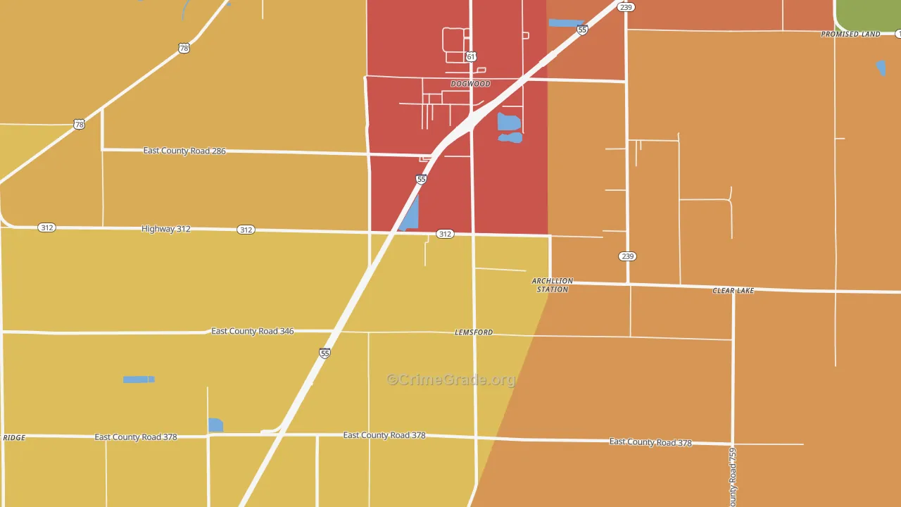 Dogwood, AR Map of Vandalism Rates