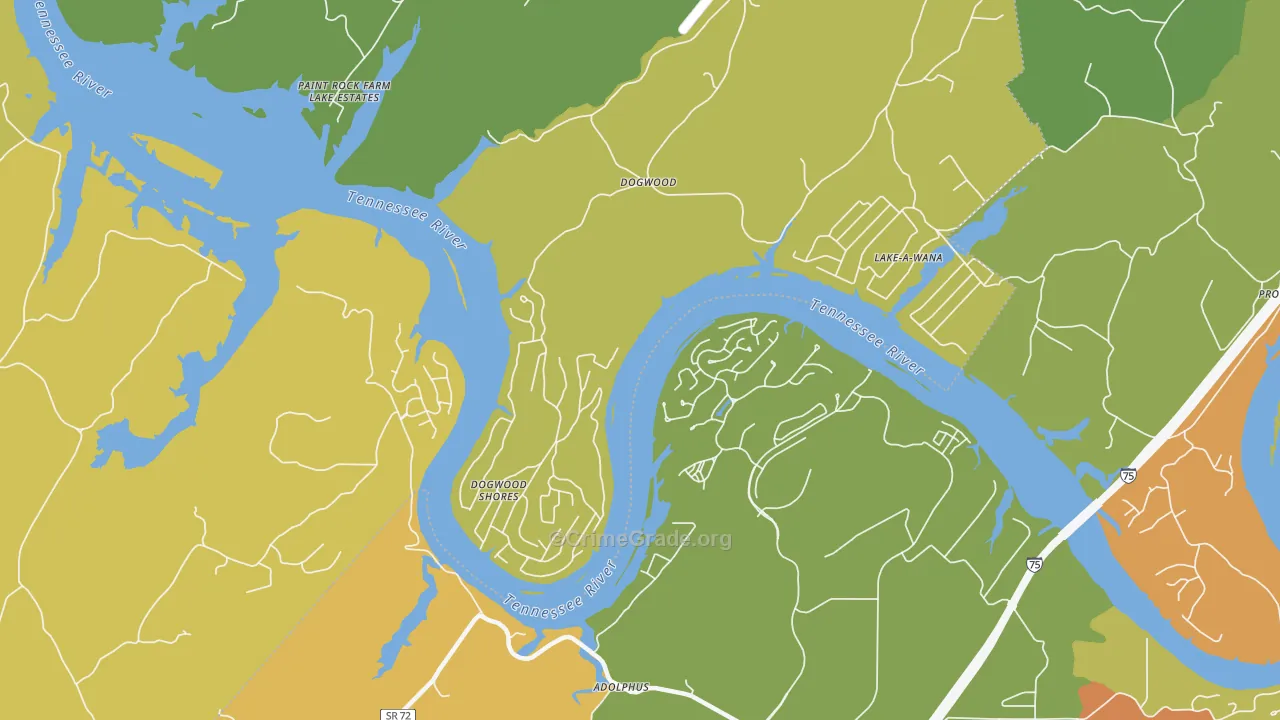 Dogwood, TN Map of Vandalism Rates