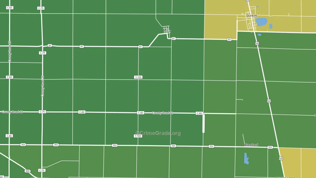 Dola, OH Map of Vandalism Rates