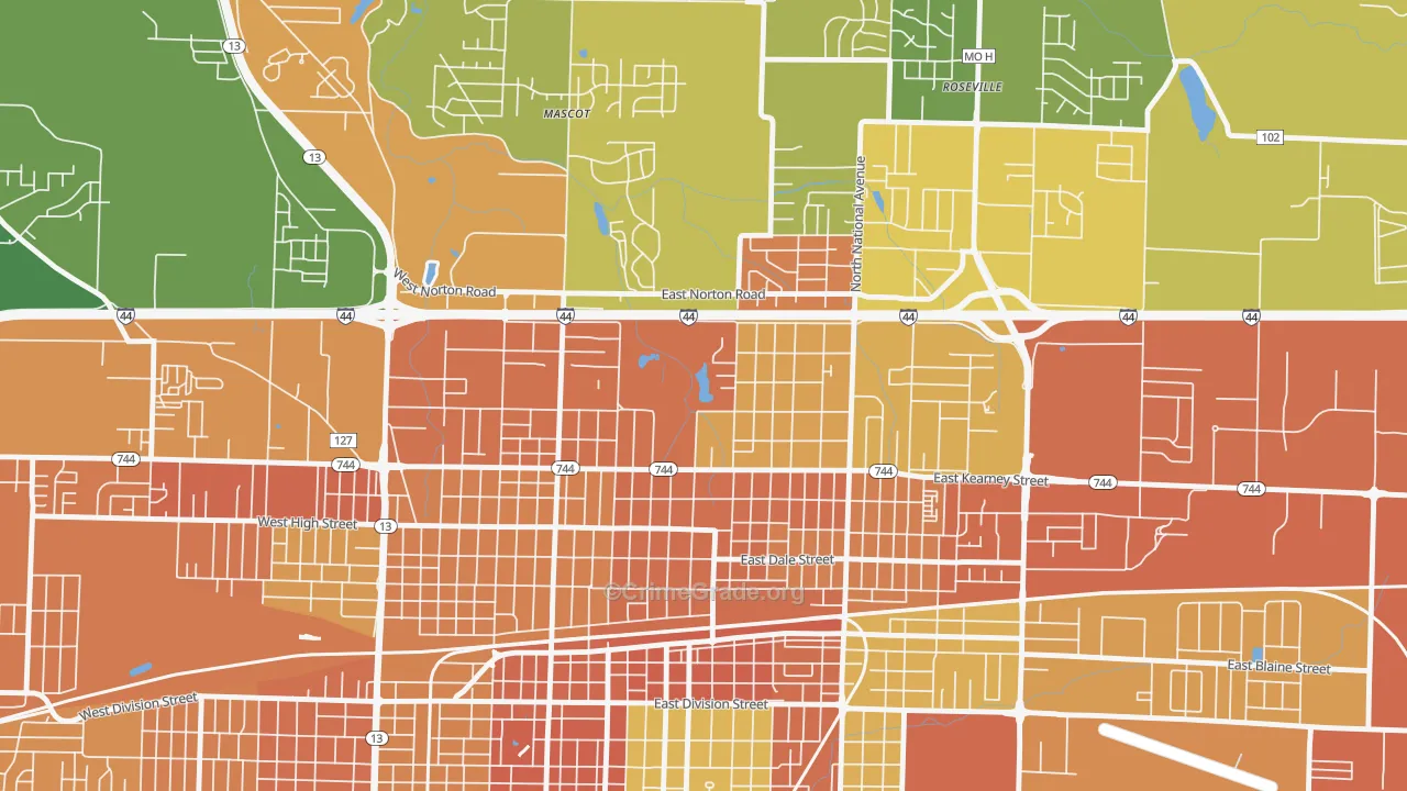 Doling, Springfield, MO Map of Vandalism Rates
