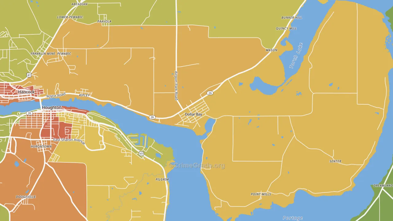 Dollar Bay, MI Map of Vandalism Rates