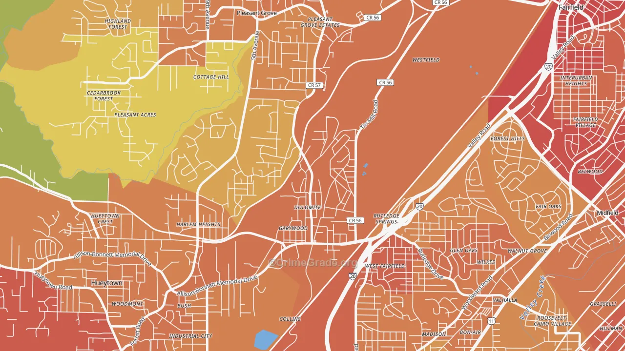 Dolomite, AL Map of Vandalism Rates
