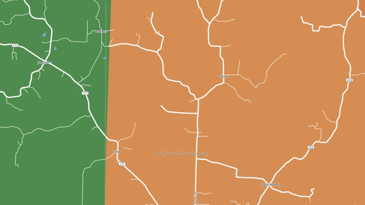 Dolph, AR Map of Vandalism Rates