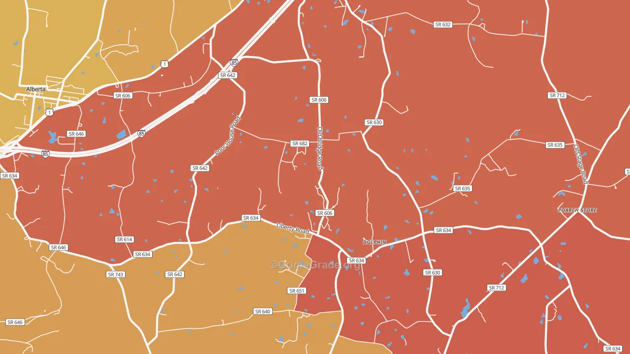 Dolphin, VA Map of Vandalism Rates