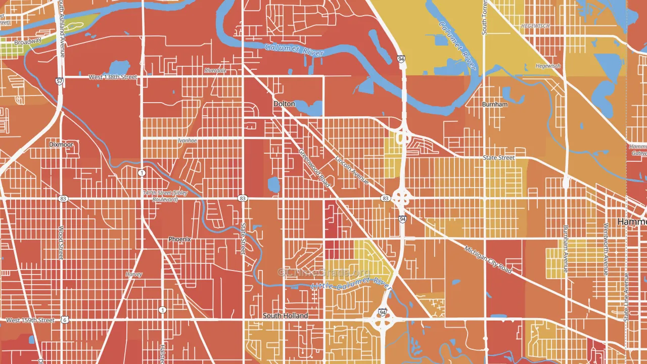 Dolton, IL Map of Vandalism Rates