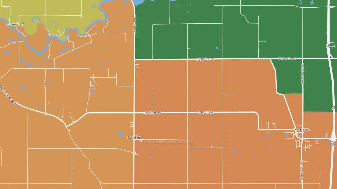 Donahue, IA Map of Vandalism Rates