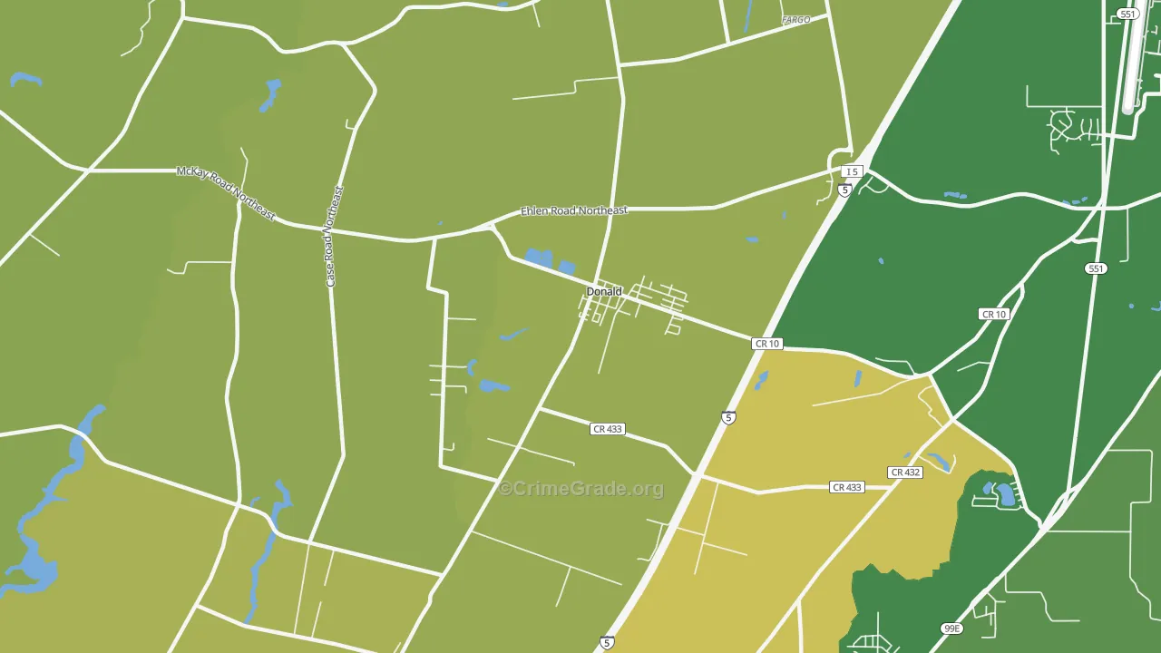 Donald, OR Map of Vandalism Rates
