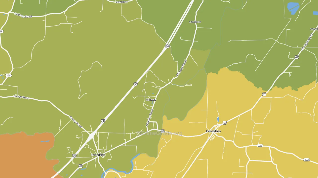 Donaldson, AR Map of Vandalism Rates