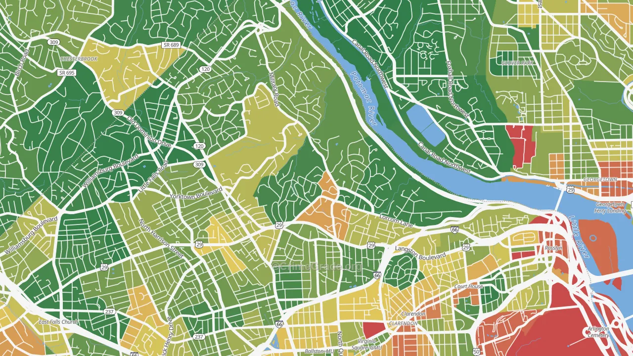 Donaldson Run, Arlington, VA Map of Vandalism Rates