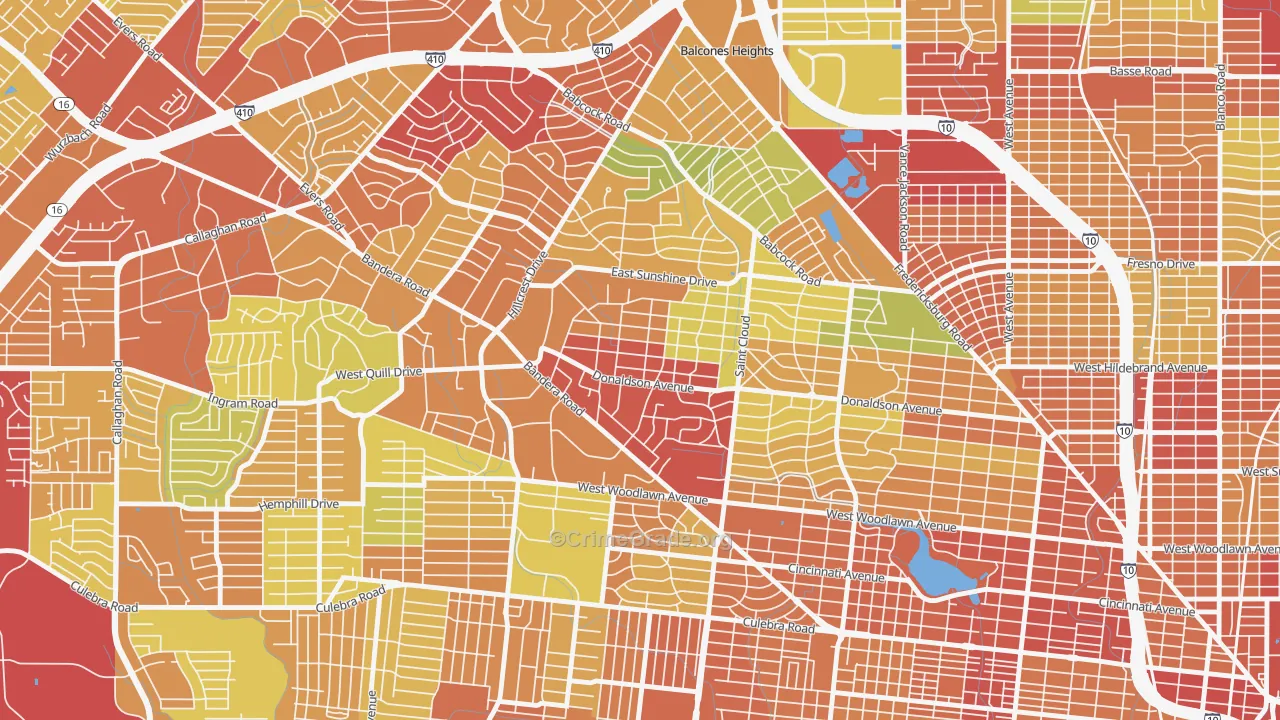 Donaldson Terrace, San Antonio, TX Map of Vandalism Rates