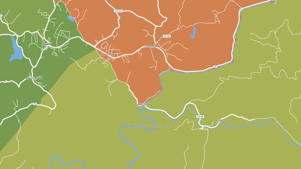 Donaldson, WV Map of Vandalism Rates