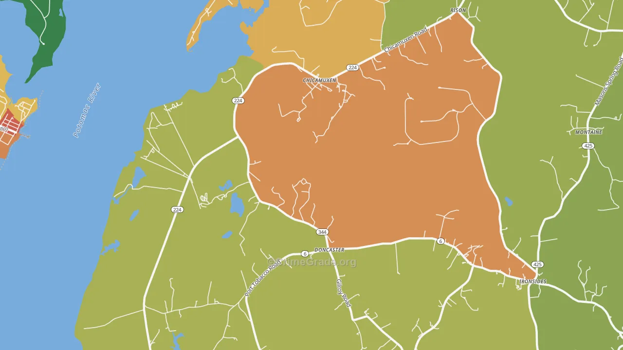 Doncaster, MD Map of Vandalism Rates