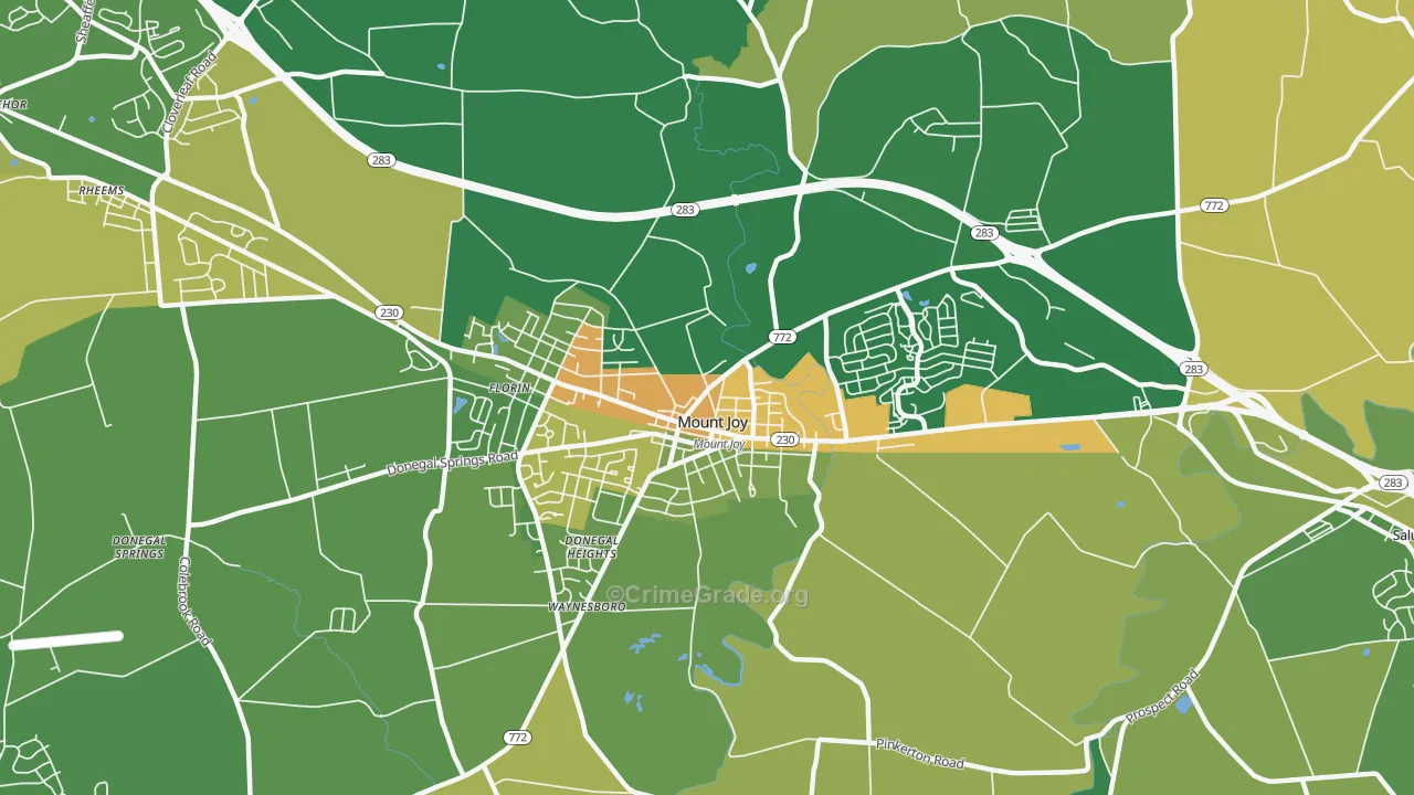 Donegal Springs, PA Map of Vandalism Rates