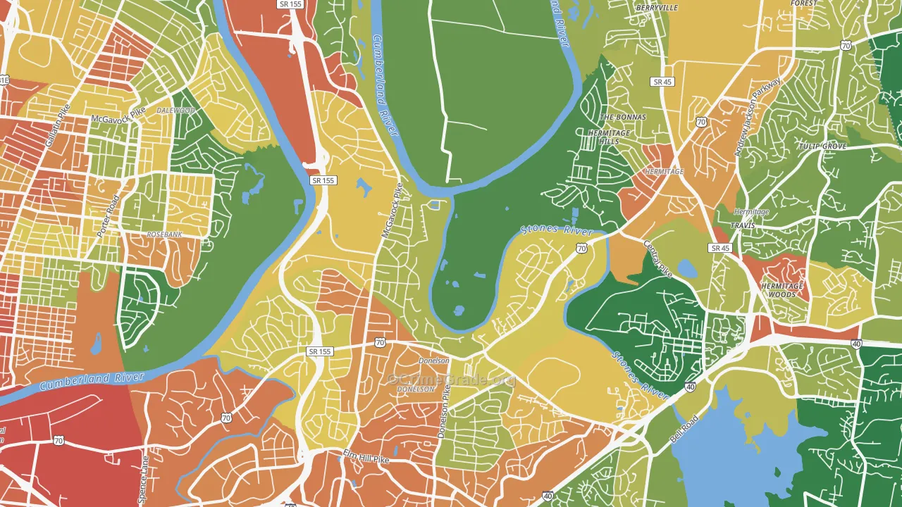 Donelson, Nashville, TN Map of Vandalism Rates