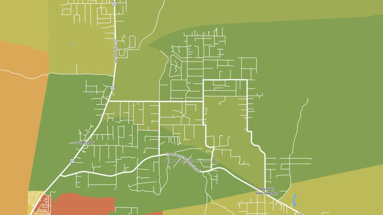 Doney Park, AZ Map of Vandalism Rates