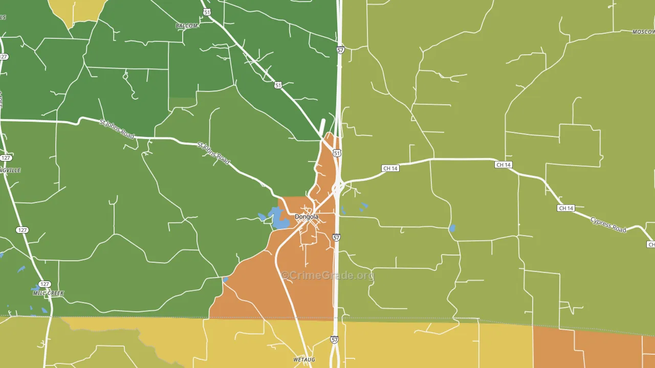 Dongola, IL Map of Vandalism Rates
