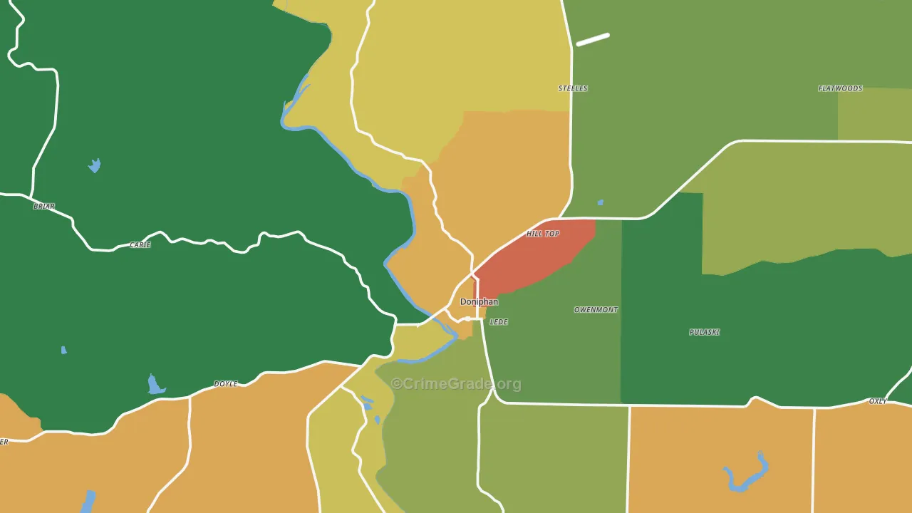 Doniphan, MO Map of Vandalism Rates
