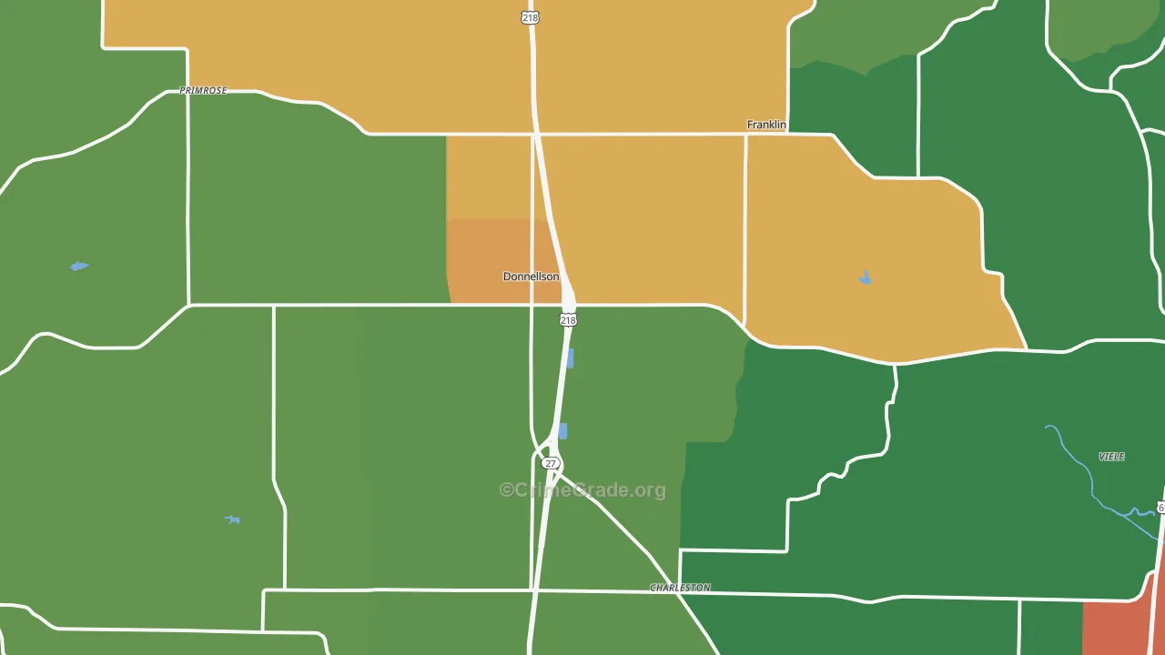Donnellson, IA Map of Vandalism Rates