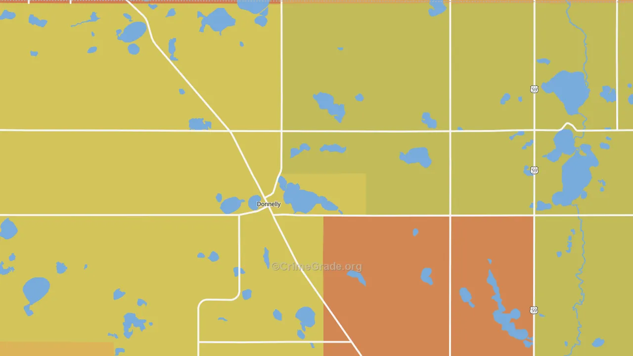 Donnelly, MN Map of Vandalism Rates