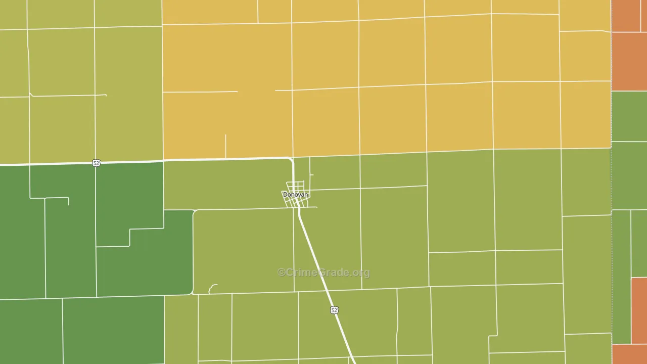 Donovan, IL Map of Vandalism Rates