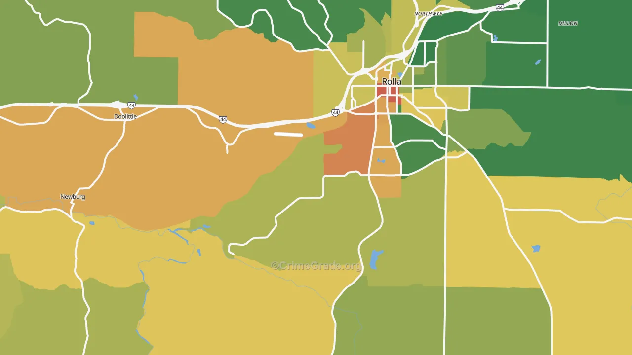 Doolittle, MO Map of Vandalism Rates