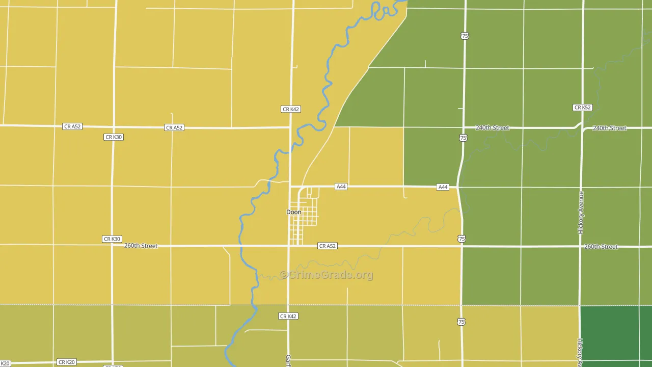 Doon, IA Map of Vandalism Rates