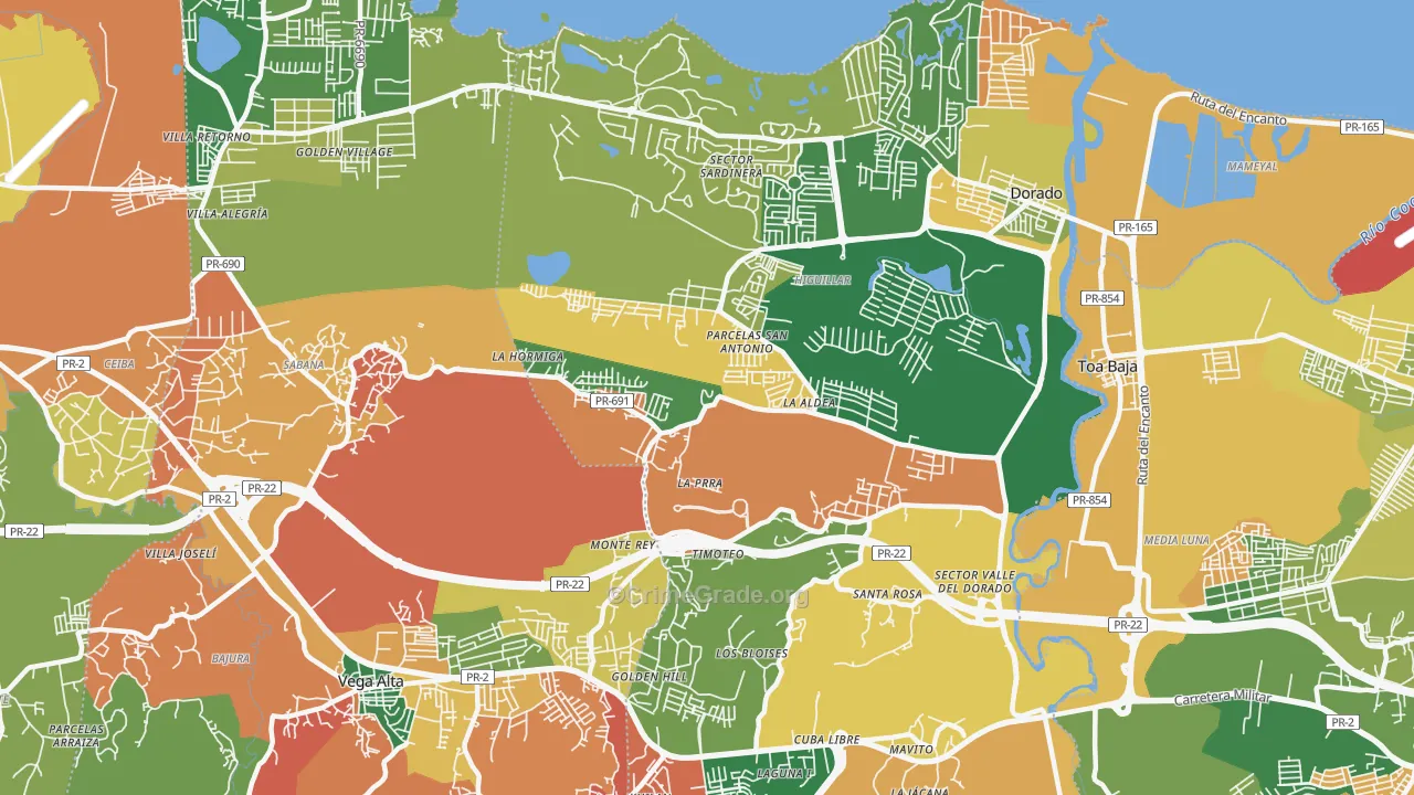 Dorado, PR Map of Vandalism Rates