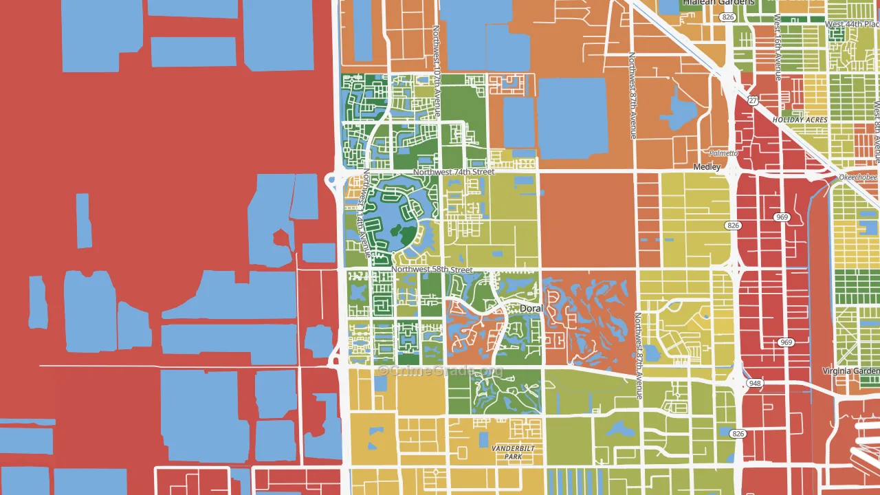 Doral, FL Map of Vandalism Rates