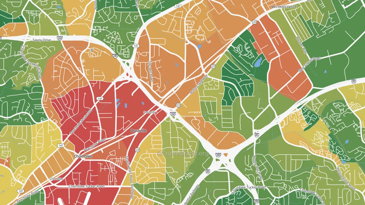 Doraville, GA Map of Vandalism Rates