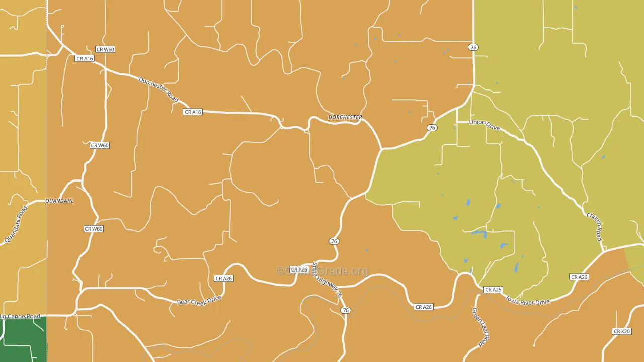 Dorchester, IA Map of Vandalism Rates