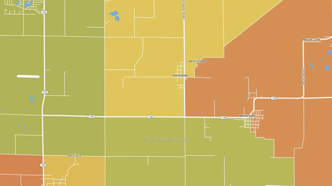 Dorchester, IL Map of Vandalism Rates